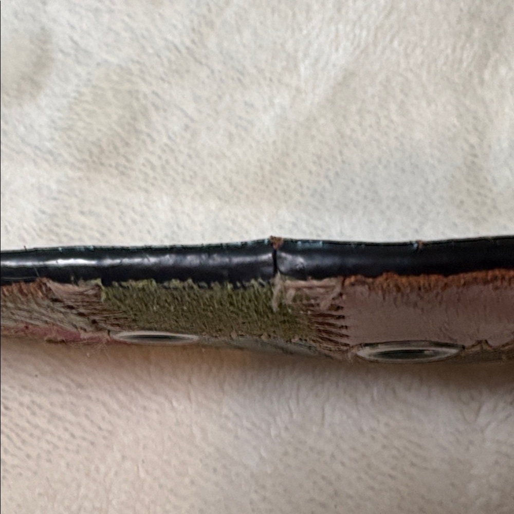 Vintage Fossil pastel & bright multicolor patchwork leather/suede belt Sz Medium - Picture 16 of 16